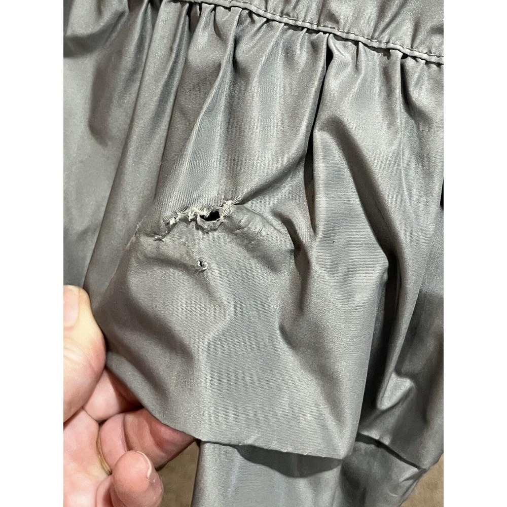 Burberry London Double Breasted Belted Gray Green Ruffled Trench Coat Sz US 6 - Picture 12 of 16